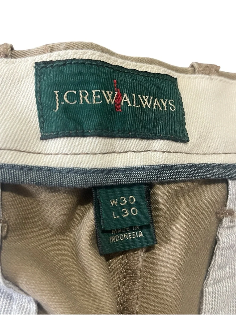 J.Crew 484 Slim Chino Pants Men’s 30x30 Khaki Tan Cotton Flat Front 30x29